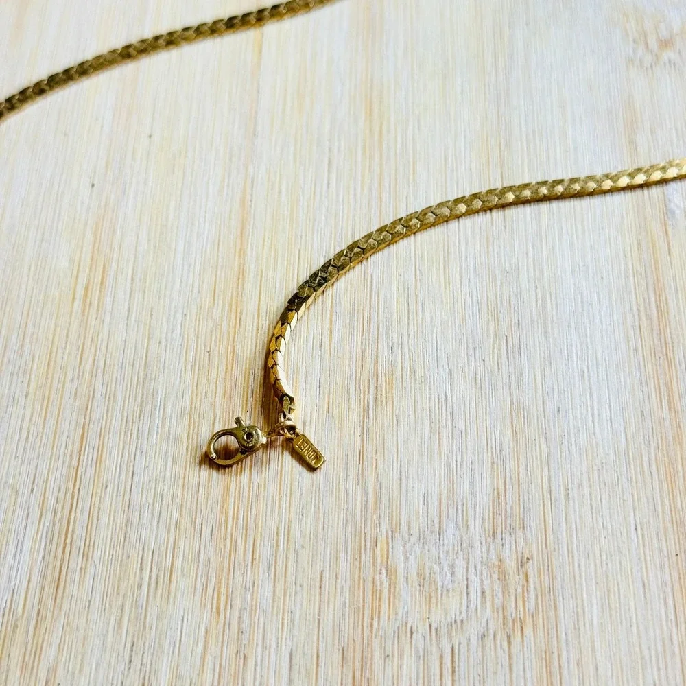 Monet Snake Chain Necklace VTG Gold Tone Chain Bold 70s Enamel Statement‎ 30